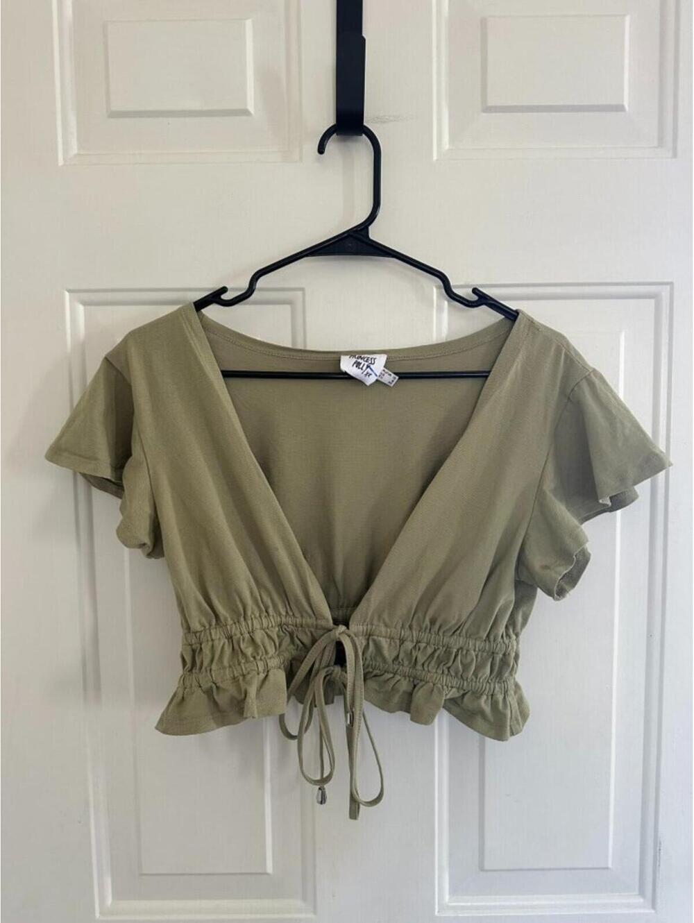Princess Polly Tie Front Crop Top Ruched Y2K Cottagecore